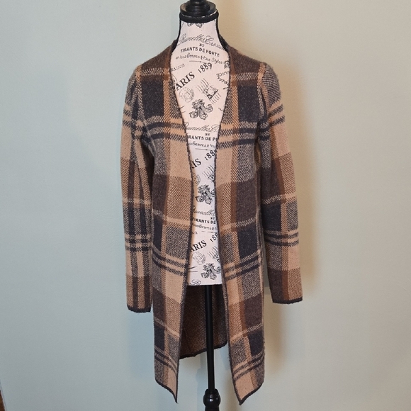 Plaid Open-Front Cardigan Sweater - Picture 1 of 5